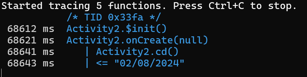 Frida-trace Activity2 Output